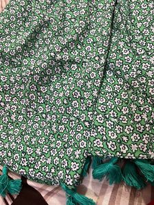 Green Floral stall with Tassels