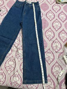 Blue Denim Wide Leg Jeans