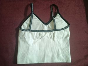 White Ribbed Sports Bra