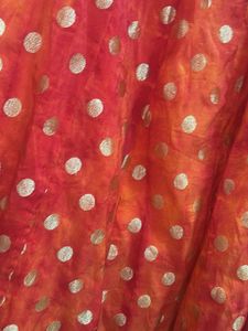Vibrant Orange &amp; Gold Polka Dot Skirt