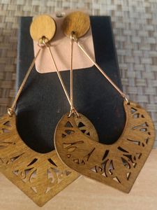 Wooden Geometric Dangle Earrings