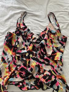 Chic Ruffled Abstract Print Cami Top