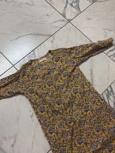Yellow Block Print Kurta