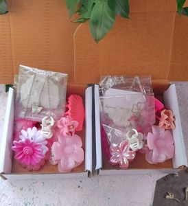 Set Cute Pink Flower Hair Accessories Se