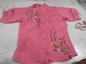 Pink Embroidered Kurta