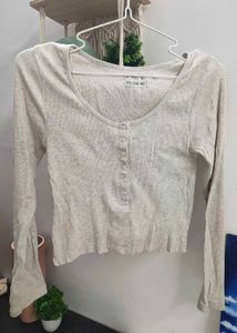 Ribbed Long Sleeve Henley Top