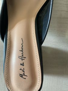 Black Solid Block Heels