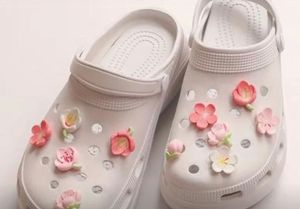 White Floral Clogs charms