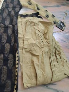 Elegant Black &amp; Gold Kurta Set with Dupatta