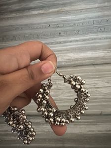 Boho Jhumka Earrings with Beads