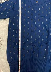 Navy Blue Patterned Knit Top