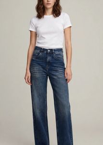High-Waisted Wide-Leg Blue Jeans