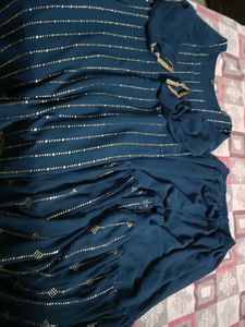 Elegant Teal Kurta Set with Gold Embellishments