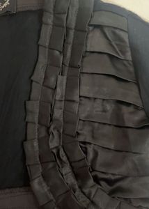 Black Ruffle Detail Open Front Shrug/Outer