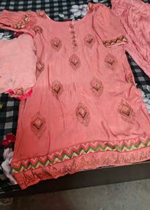 Elegant Peach Kurta Set with Dupatta