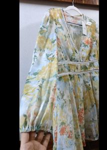 Floral Sheer Long Sleeve Mini Dress