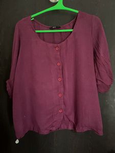 Purple Only Square Neck Short Shirt
