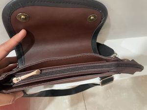 Brown Crossbody Bag with Black Strap