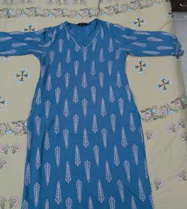 Straight V- Neck Printed Kurti