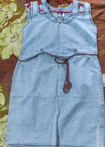 Light Wash Denim Knee length Midi Dress