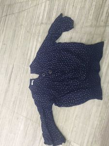 Chic Navy Polka Dot Bell Sleeve Top