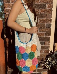 Boho Hexagon Crochet Shoulder Bag