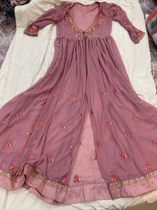 Pink Floral Anarkali Dress