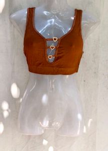 Ribbed Sports Bra with Heart Charms