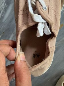 Tan Canvas Lace-Up Sneakers