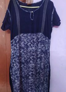 Blue Printed Midi Dress