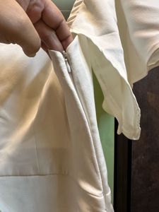 Asymmetric White Draped Cocktail Dress