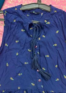 Navy Blue Pineapple Print Dress