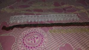 lace neck unstitched dress material patches combo