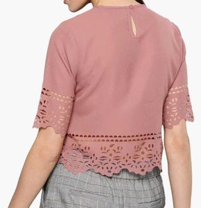 Trendy Brown Laser-Cut Crop Top