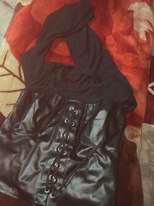 Black Corset Top with Lace-up Detail