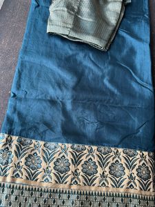 Elegant Teal Saree with Brocade Blouse