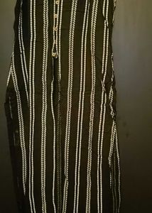 Striped Black & White Kurta