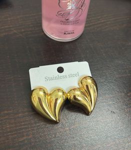 Gold Heart Stud Earrings