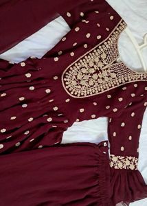Elegant 3 Pc Maroon Sharara Suit Set🥀