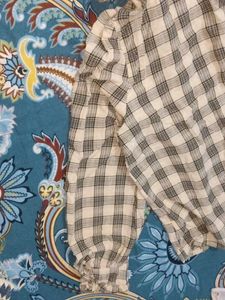 Checkered Ruffled Collar shirt with puffed