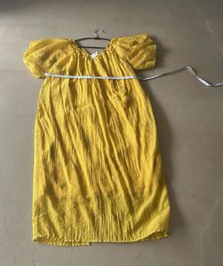 Lovely Yellow Midi With Puff Sleeves