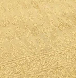 Yellow Embroidered Chikankari Work  Straight Kurta