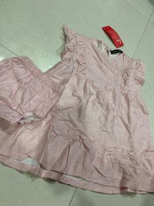 Baby Girl Pink Ruffle Dress with Bloomers