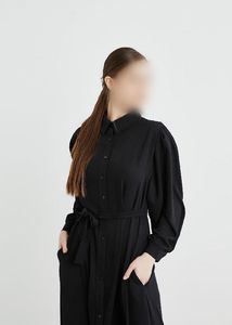 Chic Black Button-Down Midi Dress