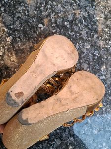 Sparkling Gold Rhinestone Strappy Sandals