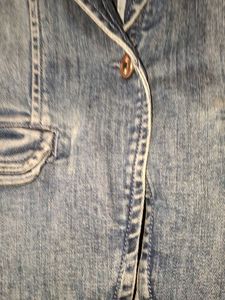 Stylish Denim Blazer with Studded Shoulders