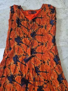 Stylish Orange &amp; Black Printed gown