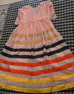 Striped Anarkali Gown Dress Unused Dres