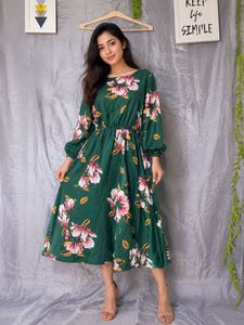 SHEIN Green Floral Midi Dress