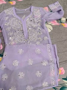 Chikankari Kurta With Mirror Work